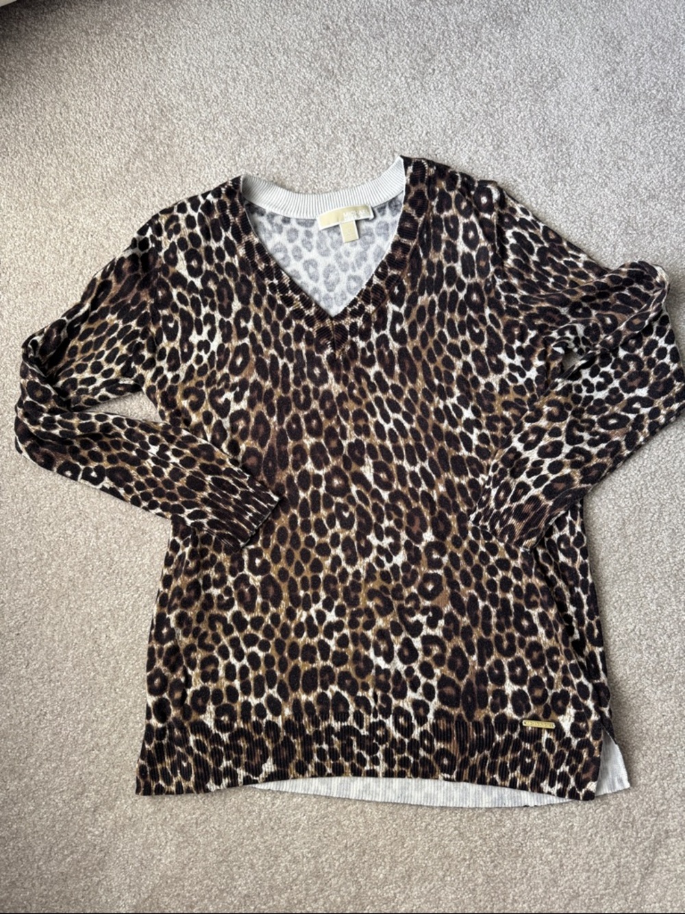 Michael Kors Black and Brown Animal Print Sweater